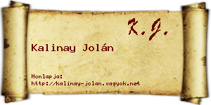 Kalinay Jolán névjegykártya
